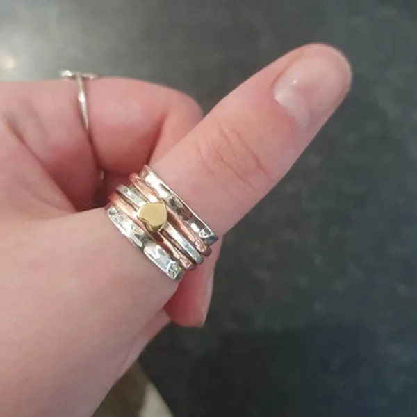 Avlastning roterande kärleksring damtrend personlig mode mångsidig design tre lager ring fingerring