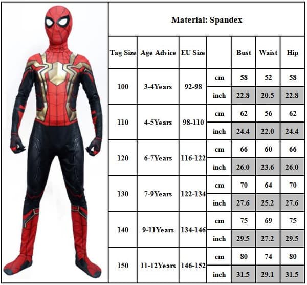 Iron Spider-Man cosplay-heldragt superheltekostume til børn 11-12 Years