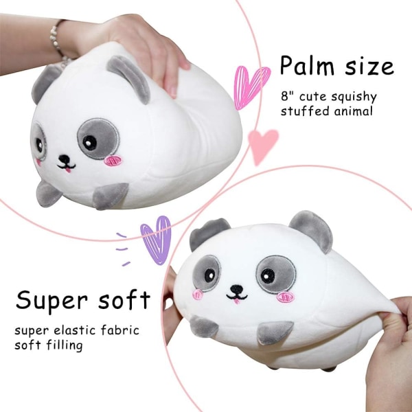8 tommer Cute Panda Plys Fyldt Squishy Dyre Cylindrisk Kropspude, Super blød tegneserie-krammelegetøj, Børn Sove Kawaii Pude