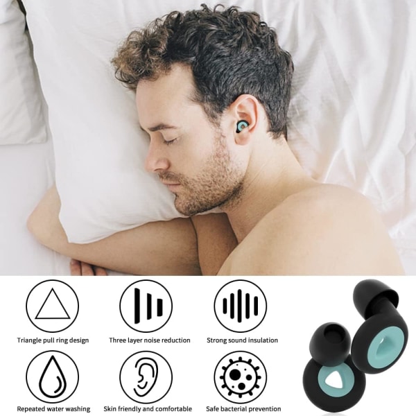 Ørepropper for å sove,S/M/L Anti-støy silikonplugger Gjenbrukbare hørselvern Gjenbrukbare ørepropper Ørepropper for jobb,Konsertstudie