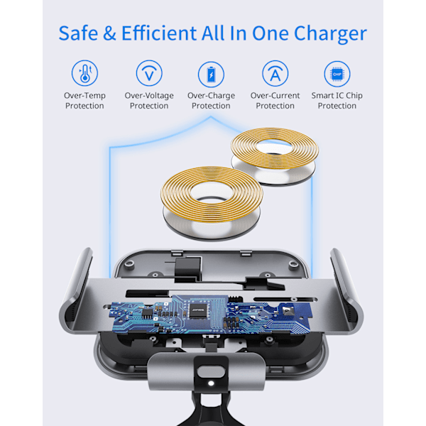Bilholder til Galaxy Z Fold 4 3 2 med dobbelt spole trådløs oplader til Samsung W22 W21 foldbar telefon hurtig opladning