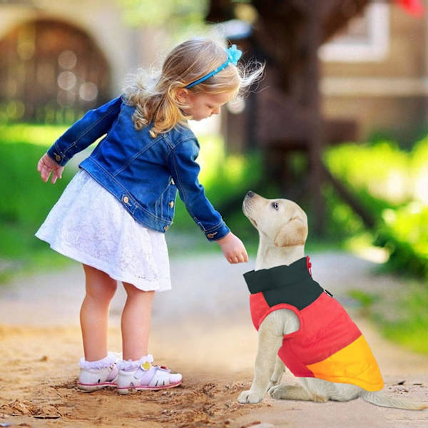 Hunde- og kattefrakke med snorfastgørelsesfarve patchwork polstret hvalpevest jakke bamse chihuahua kostumer mops tøj XS S M L(X Large(pakke med 1), gul)