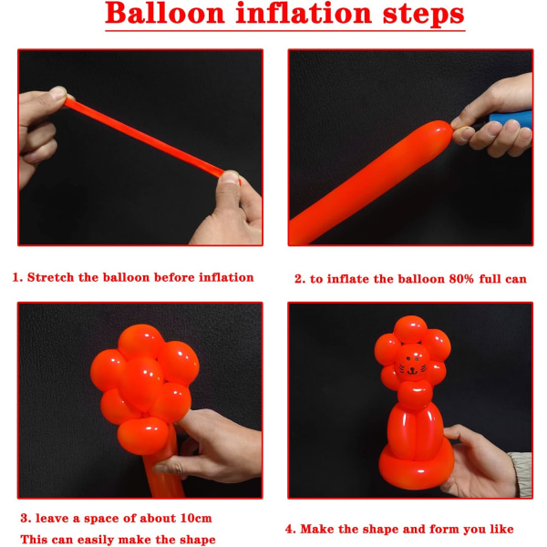Långa ballonger 100-pack röda vridande djurballonger Förtjockning av latexmodellering Långa magic ballonger för festdekorationer för djurmodeller