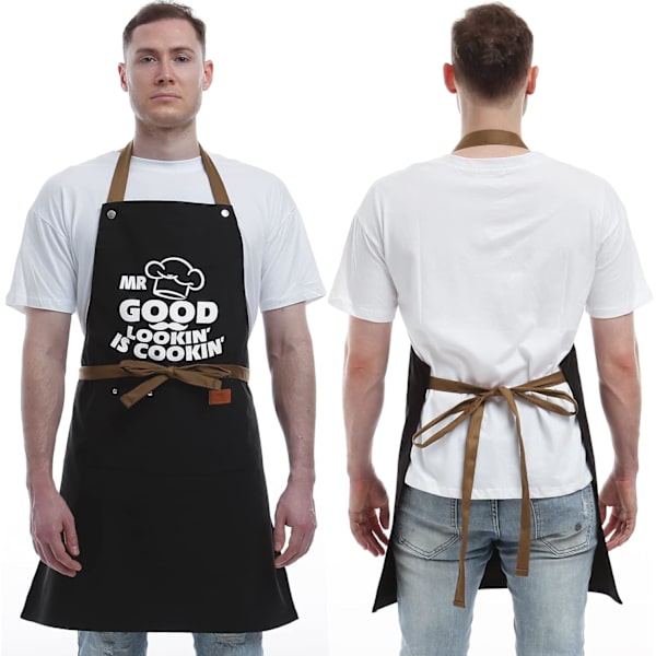 Alla hjärtans dag presenter till make, pojkvän, bror, roliga presenter till pappa, BBQ matlagning kock förkläde 3 fickor, köksgåvor-Mr. Good is Cooking