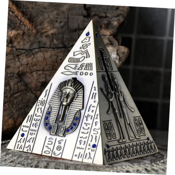 Sparegris boligdekoration til skrivebord oldægyptisk pyramidemodel Simuleringspyramide boligdekoration, SØLV