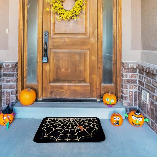 Halloweenin ulko-oven kansi, hämähäkinverkko ulko-oven matto Halloweenille | Uudelleenkäytettävä koristeellinen loma lattiamatto portaisiin, keittiöön