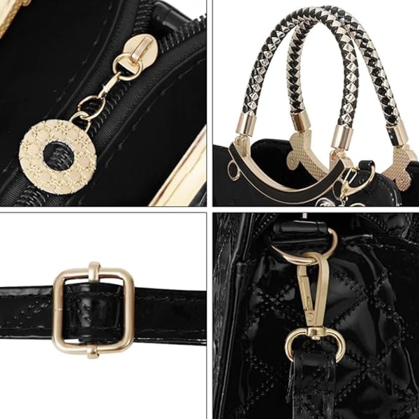 Skinnende Laklæder Dame Punge Satchel Håndtasker Damer Mode Top Håndtag Håndtasker Crossbody Skuldertasker