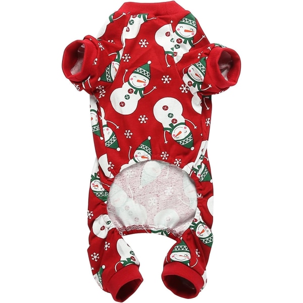 Suloinen lumiukko poro lemmikkieläinten vaatteet joulukoiran pyjamat paidat, punainen takapituus 12" suuret koot