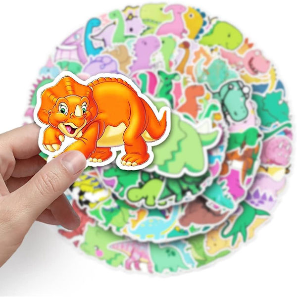 Sarjakuva dinosaurusten tarrat paketti teini-ikäisille pojille ja tytöille | 100 kpl | Söpöt vedenpitävät vinyylitarrat puhelimeen, kannettavaan tietokoneeseen, tablettiin, termospulloon, vesipulloon, matkatavaroihin, autoon