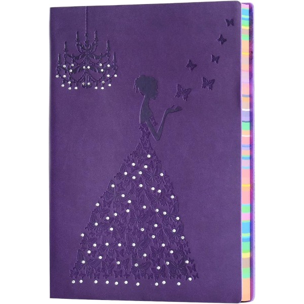A5 Linjeret Notebook Planner Rejsejournal Læder Notebook  Princess Butterfly Dagbog, Skrive Notebook Linjeret Note Pads Lilla Journal 240 Sider