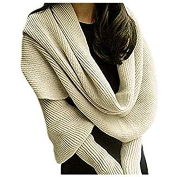 Kvinder strik sweater toppe tørklæde vinter tørklæde vinter sjal wrap tørklæde med ærmer wrap tørklæde sjal tørklæder