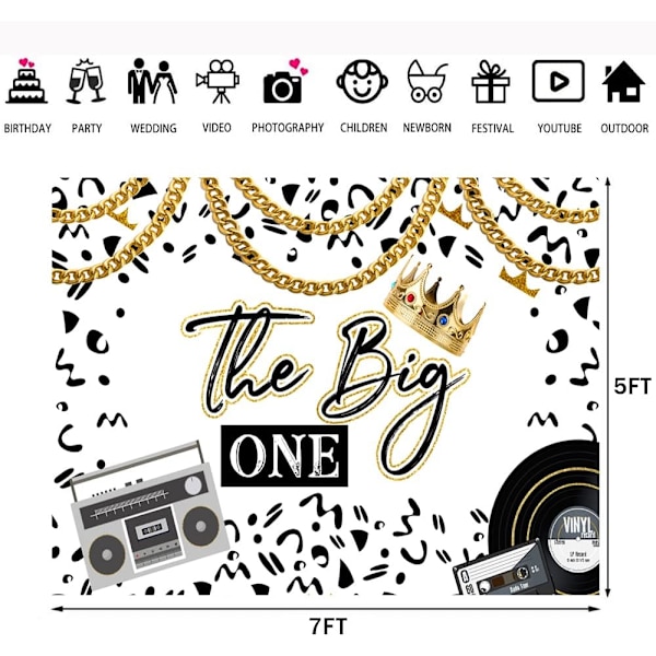 Hip Hop 1:a födelsedagsbakgrund 7x5ft Leopard Vår Notorious är den stora festdekorationen Old School födelsedagsbakgrund Banner rekvisita