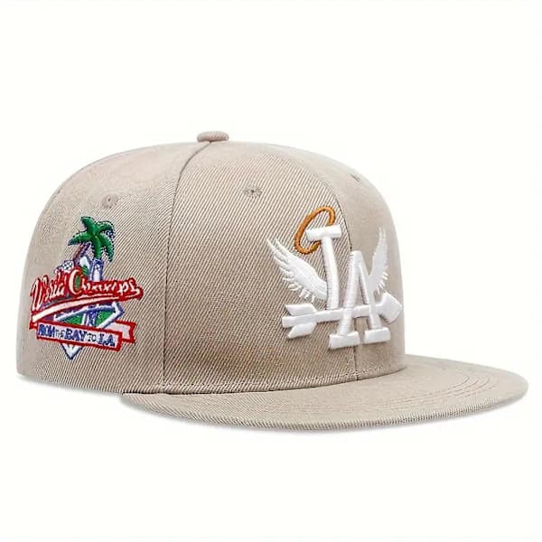 Winged Letter Embroidery Baseball Cap Hip Hop Breathable Snapback Hats Solid Color (Adjustable, White)
