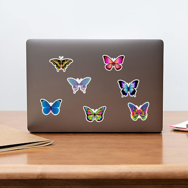 50 STK Butterfly Stickers Lyse Farver Decals Vinyl til Scrapbooking Vandflasker Bagage Laptop Cup Kufferter Væg Soveværelse, Vandtætte Stickers