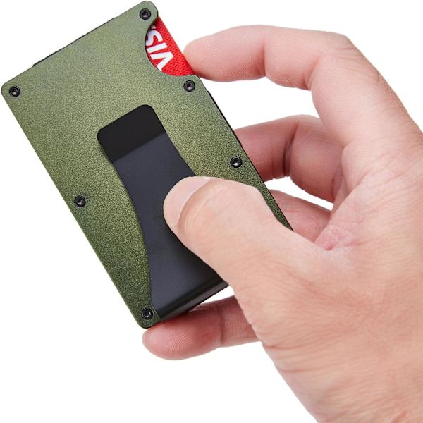 Minimalistinen lompakko miehille - Miesten ohut metallilompakko rahaklipsillä - Etuosan RFID-esto alumiininen luottokorttikotelo liikematkoille