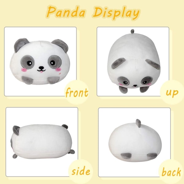 8 tommer sød panda plys bamse fyldt blød dyr cylindrisk krop pude, super blødt tegneserie kramme legetøj, børn sovende kawaii pude