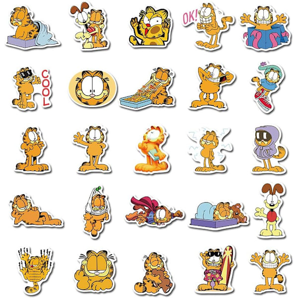 50 kpl söpöjä Garfield-tarroja, sarjakuva-anime-lastentarroja vesipulloille, kannettavalle tietokoneelle, romuttamiseen, Garfield-syntymäpäiväjuhlien koristeisiin