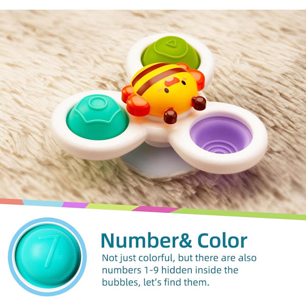 Sugkopp Spinnerz Leksak Baby Badleksaker, Flygplans Reseleksaker, Fidget Spinning Tops Stick Great Badkar Leksaker