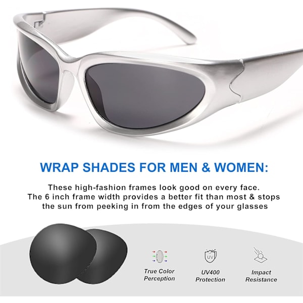Trendy Swift Oval Mørke Futuristiske Solbriller Shades Briller Briller