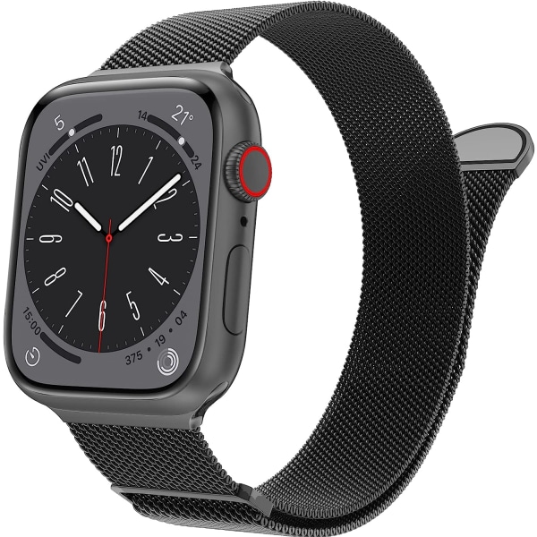 Kvinner og menn, rustfritt stål mesh loop magnetisk spenne erstatning for iWatch-bånd (45mm/44mm/42mm/49mm, regnbue).