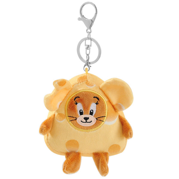 Tom-Cat med Jerry-Mouse plysch nyckelring katt&mus ost styling charm nyckelring gosedjur leksakspresenter för flickor pojkar（4in 2st）