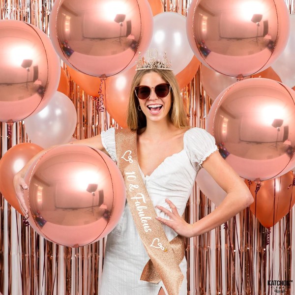 Jätteliknande roséguld ballong - 22 tum, 6-pack | Metalliska roséguld folie ballonger, roséguld festdekorationer | Roséguld Mylar ballonger