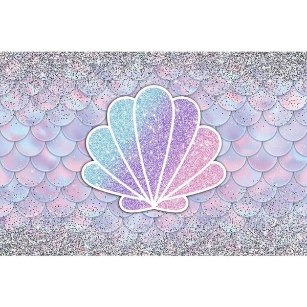 Glitter Baby Mermaid Birthday Backdrop Purple Shiny Fish Scales Princess Portrait Background Girl Party Decorations Sliver Dots (7x5FT/2.1x1.5m)