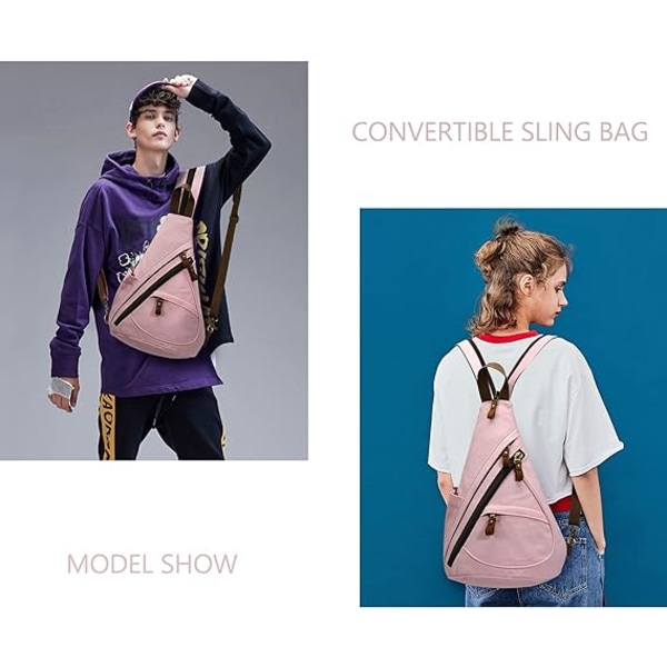 Canvas Sling Bag - Liten Crossbody Ryggsäck Axelväska Casual Dagryggsäck för Män Kvinnor
