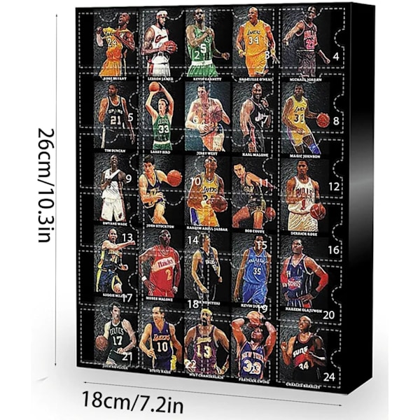 NBA Julekalender 2024 til Jul - NBA Julekalender med 24 Døre, James, Kobe, osv. Tartan Gaveæsker B
