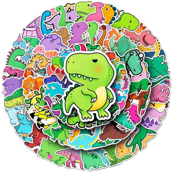 Cartoon Dinosaurs Stickers Pack för tonåringar Pojkar Flickor |100 st | Söta vattentäta vinyldekaler för telefon Laptop Surfplatta Flaskor Vattenflaska Bagage Bil