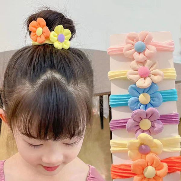 Blomster elastiske hårbånd til børn, Boutique Baby Toddler Blomster gummibånd Hestehaleholdere Hårtilbehør til baby piger Teenagere Småbørn