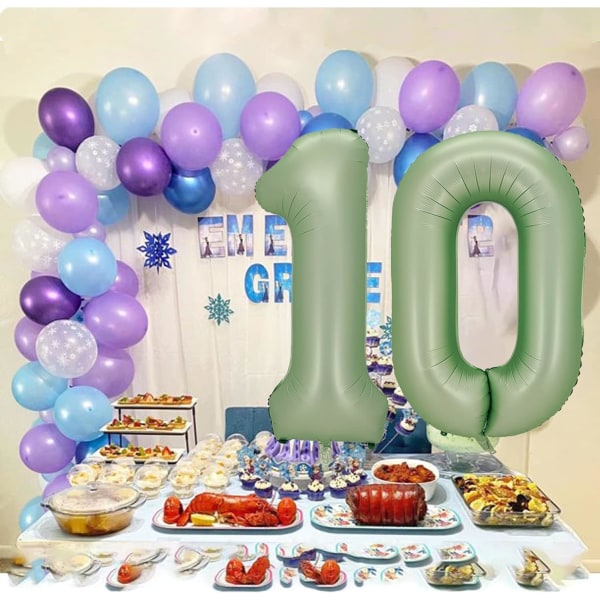 Sage grønt tall ballonger Bursdagsfest dekorasjoner Skilt 40 tommer, stor tall 0 ballong