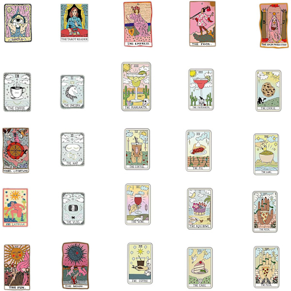 50 st Tarot-klistermärken för vattenflaska, bärbar dator, skateboard, bagage, gitarr, bil, motorcykel, cykel, vinyl, vattentäta astrologiklistermärken för tonåringar och vuxna