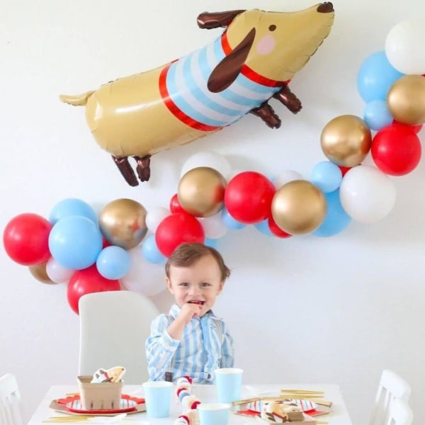 Isot 35 tuuman mäyräkoiran ilmapallot folioheliumpentujen koiran muotoiset ilmapallot lemmikkikoiralle Teemana syntymäpäiväjuhlatarvikkeita (4 kpl:n pakkaus)