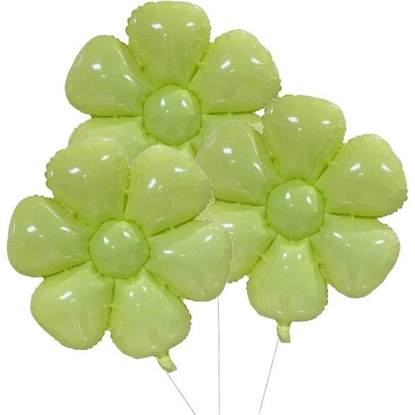 3 stk bursdagsfestdekorasjoner Blomsterfestballonger, tilbehør til barn Gratulerer med dagen (grønn),26,7×31,8in