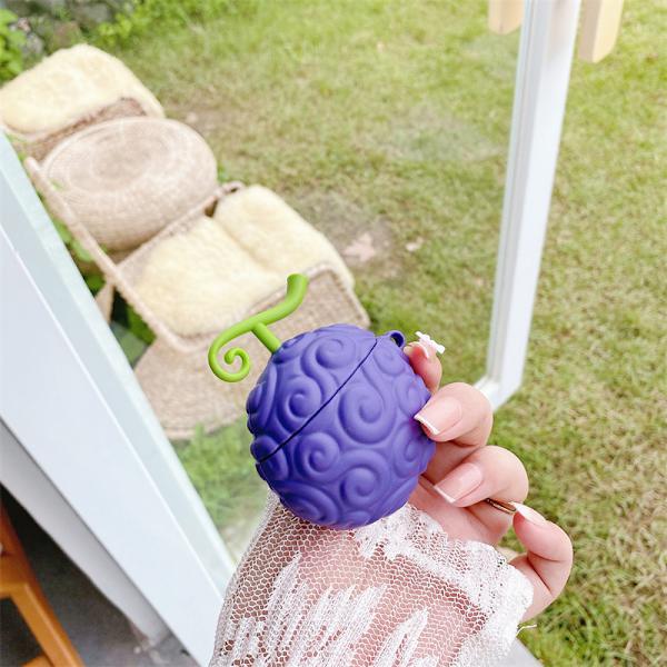 AirPods 3 Fodral Trendig Design Cover för Söt Cartoon 3D Kawaii Kul Mjuk Designer Mode Cool Unik Vacker för Flickor Pojkar Tonåring Girly Lila Frukt