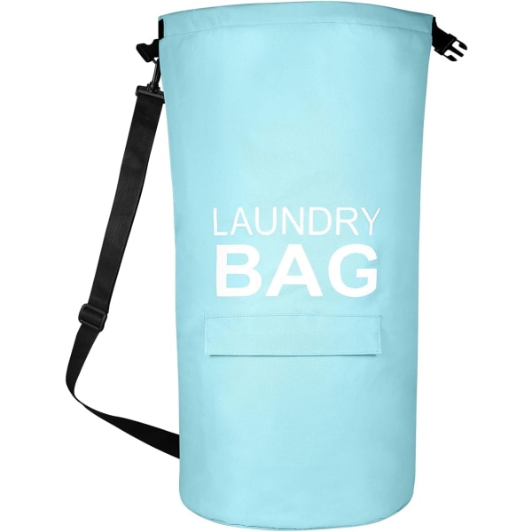 71L hængende stofvasketøjskurv til badeværelse - Sammenfoldelig vasketøjsspande med stor kapacitet med håndtag (blå)