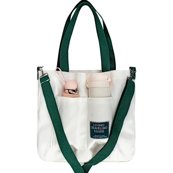 Kangaskassi naisille, olkalaukku, crossbody-laukku, söpö rento laukku vetoketjulla
