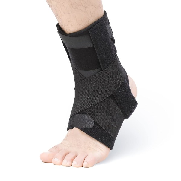 Fotledsstöd, justerbart andningsbart fotledsstöd för stukade fotled, sportskador, elastisk och bekväm fotledsstabilisator