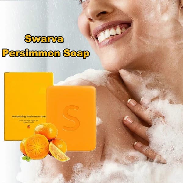 Swarva Persimmon Sæbebar Kropslugtkontrol Deodorant Sæbe til Mænd og Kvinder 2pcs