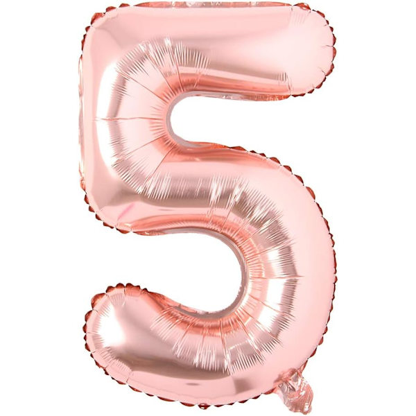 40 tommers bokstav rosegull alfabet nummer ballong folie mylar fest bryllup utdrikningslag bursdag brude dusj konfirmasjon jubileum (Rosegull 5)