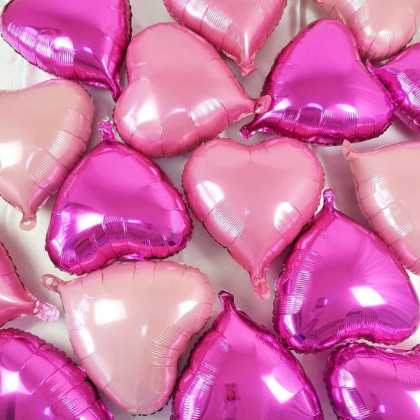 10 kpl Hot Pink Foil Sydämen muotoiset Ilmapallot 18 Tuumaiset Kuuman Pinkki Sydänpallot Baby shower Häät Ystävänpäivä Koristeet Love Balloons