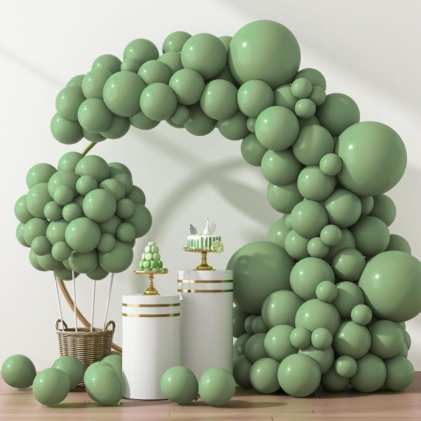 129 stk Sage Grønne Balloner Forskellige Størrelser 18 12 10 5 Inches Vintage Grøn Latex Balloon Garland Arch