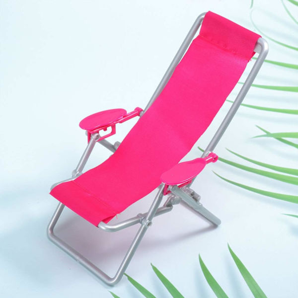 STOBOK 2 stk. Mini Dukkehus Miniature Sammenklappelige Strandstole Plastik Strand Liggestole Dukkehus Møbler Tilbehør
