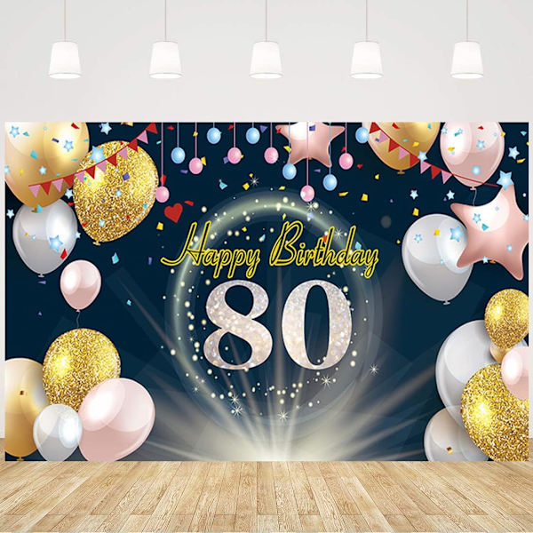 Syntymäpäiväbanneri 80-vuotiaalle syntymäpäivätaustan koristeet Värikkäät ilmapallot Syntymäpäiväjuhlatarvikkeet Valokuvaustausta Syntymäpäiväjuhlan koristeet