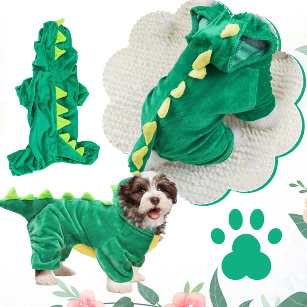 Hundedinosaurdesignkostume Grønt kæledyrstøj til mellemstore og store hunde (grøn, L)