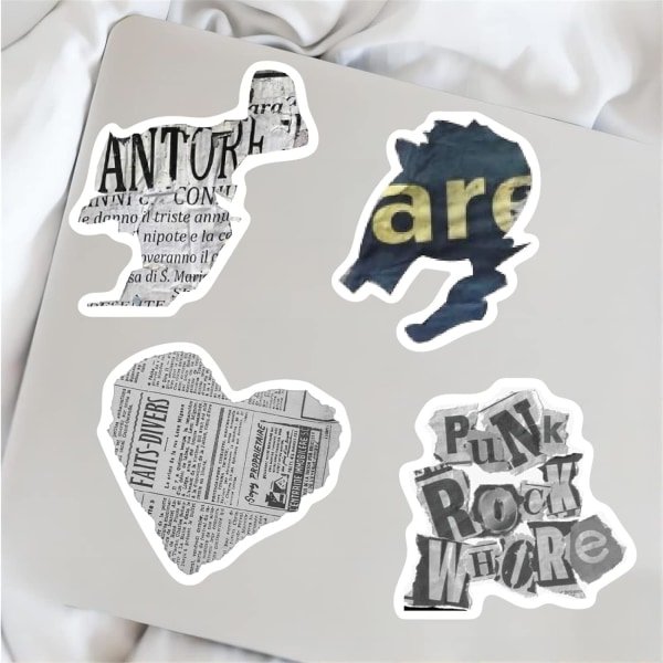 52 stk. Retro Skrivemaskine Style Citater Stickers, Journaling Stickers, Vandtætte æstetiske Words Scrapbook Stickers til Junk Journal Bullet Laptops