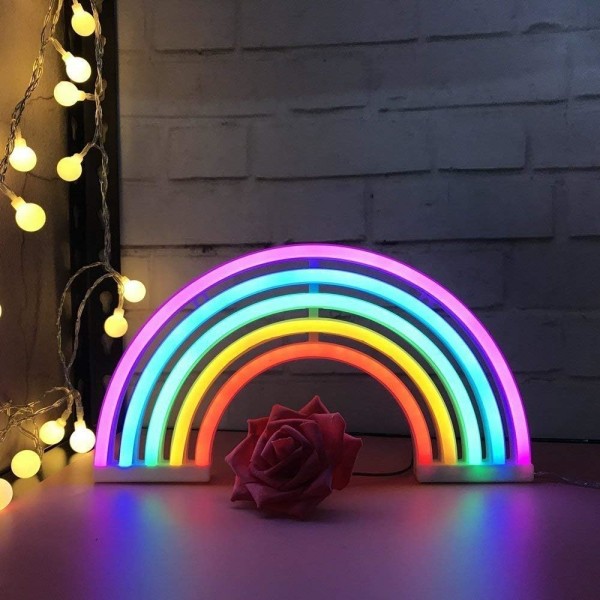 Neon Rainbow Light, Led Rainbow Neon Light til vægdekoration, til soveværelse, sød farverig Rainbow Led-skilt til pigers værelse, sovesal, fest, bryllup