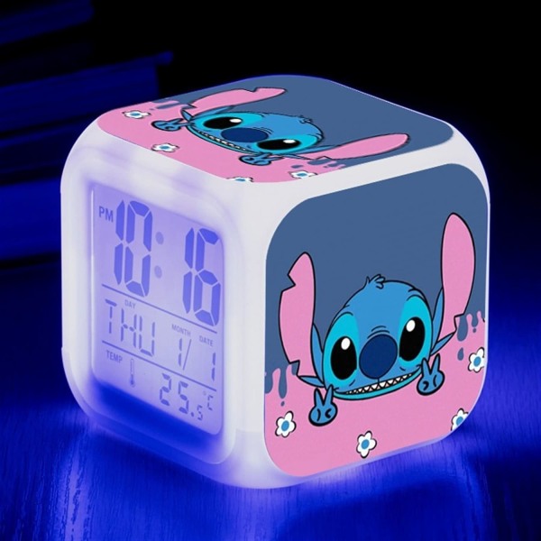 Réveil À LED, Kids LED Colorful Glowing Cube LCD-ur, til børn Voksenværelse Vækning natsøm vækkeur,D