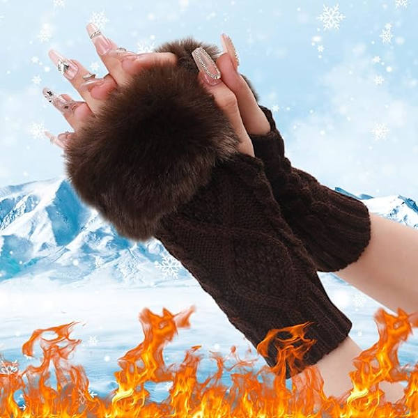 2 par vantar för kvinnor - Vinterhandskar - Ärmar för kvinnor - Varma - Unisex - För att hålla kvinnor - Stretchiga manschetter, B